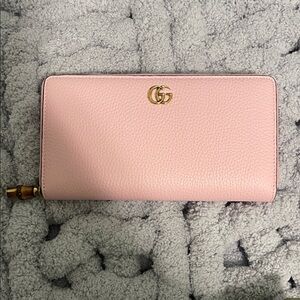 GUCCI Bamboo Pink Leather Wallet
